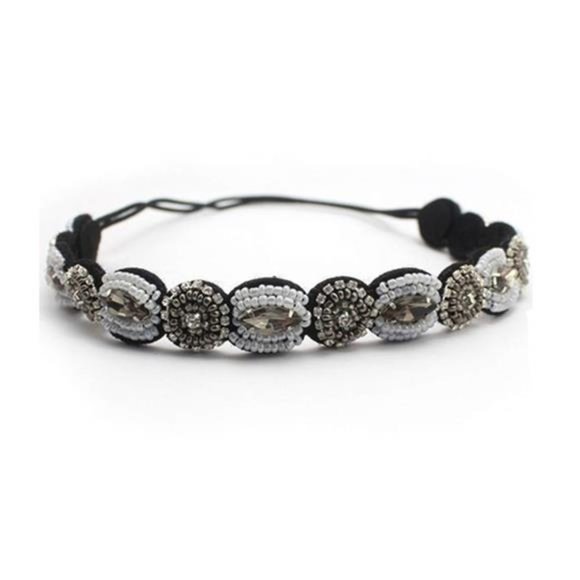 Shegirl Bridal Wedding Headband Handmade Crystal Beaded Elastic hair bands main image 4